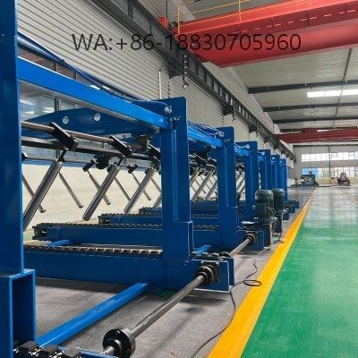 Paletizador de pain&eacute;is de telhado autom&aacute;tico, alta efici&ecirc;ncia, design compacto e ideal para empilhamento seguro de chapas met&aacute;licas.