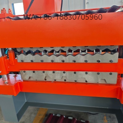 Double-layer IBR 686 & 762 forming machine, space-saving design, high efficiency, and flexible production with customizable speeds.