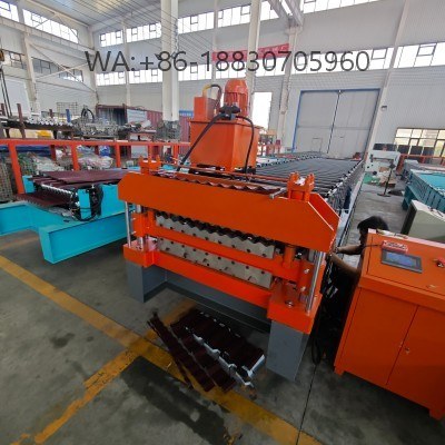 Double-layer IBR 686 & 762 forming machine, space-saving design, high efficiency, and flexible production with customizable speeds.