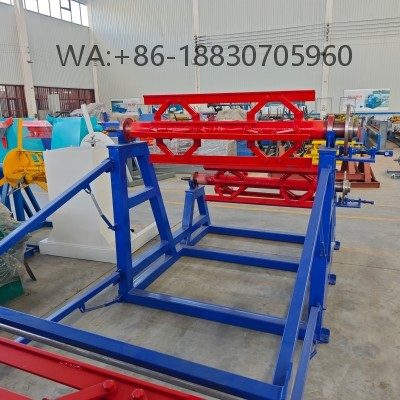Special uncoiling machine designed for double-layer roofing sheet machines, ensuring stable coil feeding, synchronized operation, and improved production efficiency.