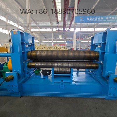 Hydraulic 3-roll plate rolling machine for metal sheet bending, sturdy structure, high precision. Suitable for steel/aluminum plates, customizable sizes, factory direct for industrial manufacturing.