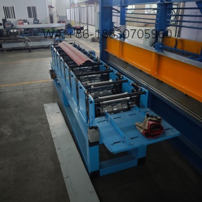 IBR Roof Ridge Cap Forming Machine, a precision ridge-cap-roll-forming-machine for metal roof ridge caps, sturdy structure, customizable sizes, factory direct for roofing projects.