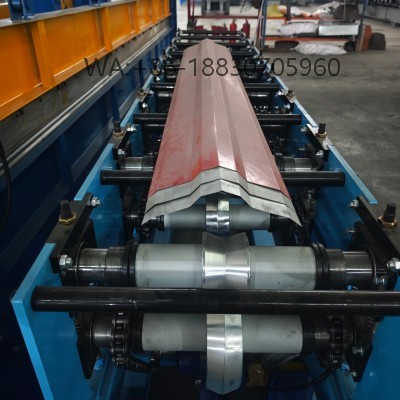 IBR Roof Ridge Cap Forming Machine, a precision ridge-cap-roll-forming-machine for metal roof ridge caps, sturdy structure, customizable sizes, factory direct for roofing projects.