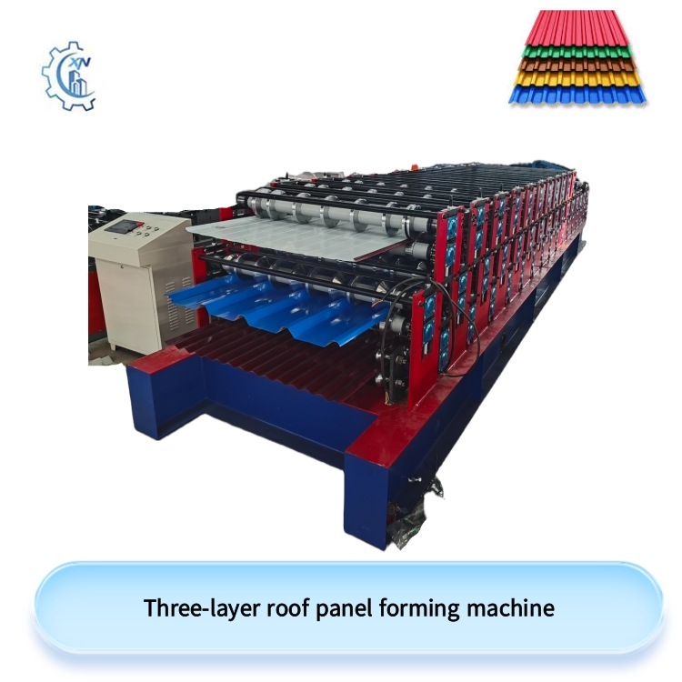 Three-layer roof panel forming machine