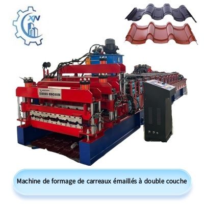 Machine de formage de carreaux émaillés à double couche
